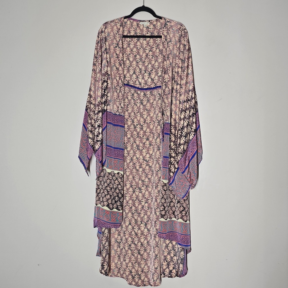 Earthbound Trading Co Boho Kimono Cardigan Size XL Paisley Medallion Open